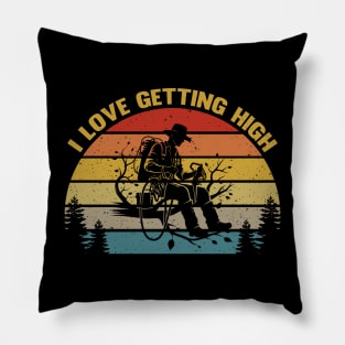 Retro Vintage Arborist Dad Funny Tree Trimmer Humor Pillow