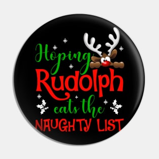 funny Christmas kids hoping Rudolph eats the naughty list shirt - Christmas kids gift boys girls naughty list shirt Pin