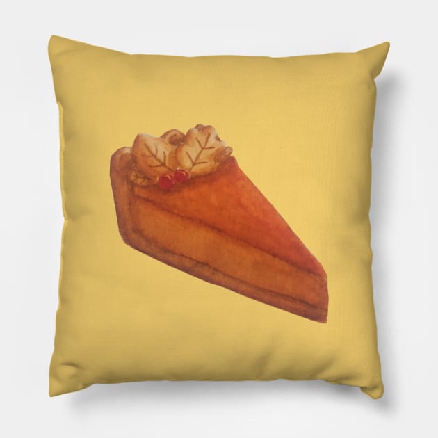 Pumpkin Pie Watercolour Food Illustration Pillow by toffany's
