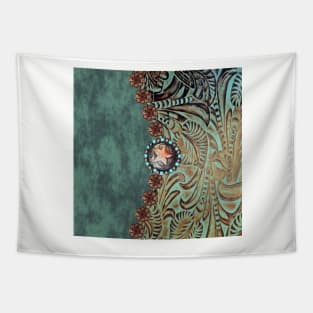 Rustic cowboy cowgirl western country green teal Tapestry