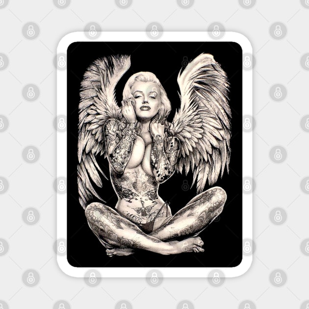 Marilyn Monroe as a Tattooed Winged Lady Print Magnet by posterbobs