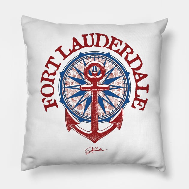 Fort Lauderdale, Florida, Anchor on Windrose Pillow by jcombs