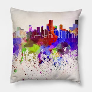 Bogota skyline in watercolor background Pillow