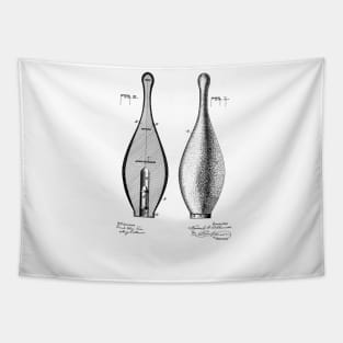 Bowling Pin Vintage Patent Hand Drawing Tapestry