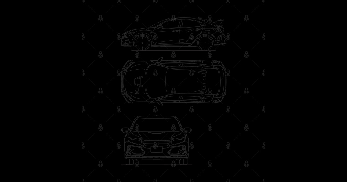Civic FK8 Type R (10th Gen) Blueprint - Civic Type R - Posters and Art ...