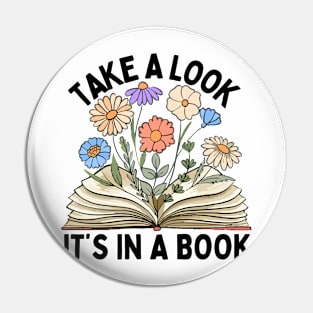 Take A Look It's In A Book Floral Pin