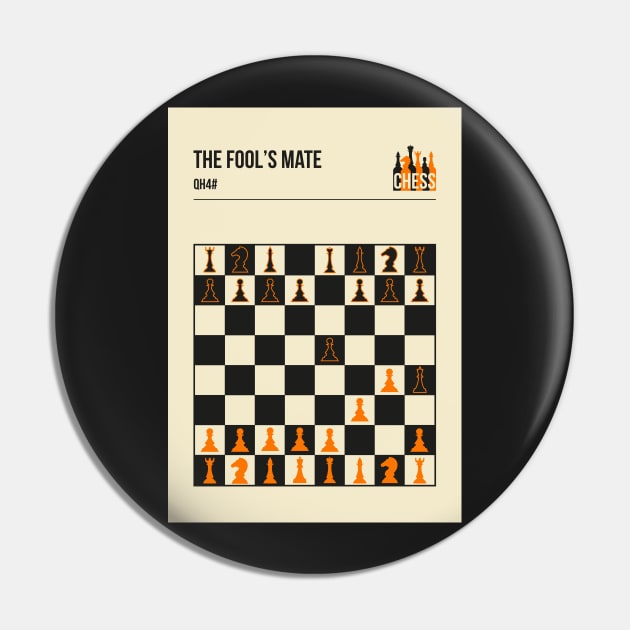 The Fool's Mate Checkmate QH4# Vintage Poster Pin by jornvanhezik