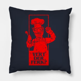 vert der ferk retrocolor - red Pillow