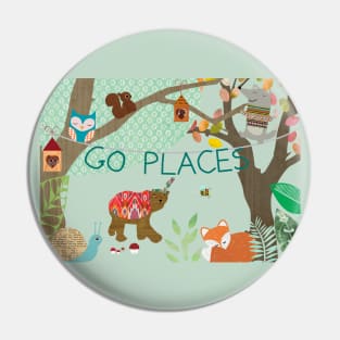 Go Places Collage Pin