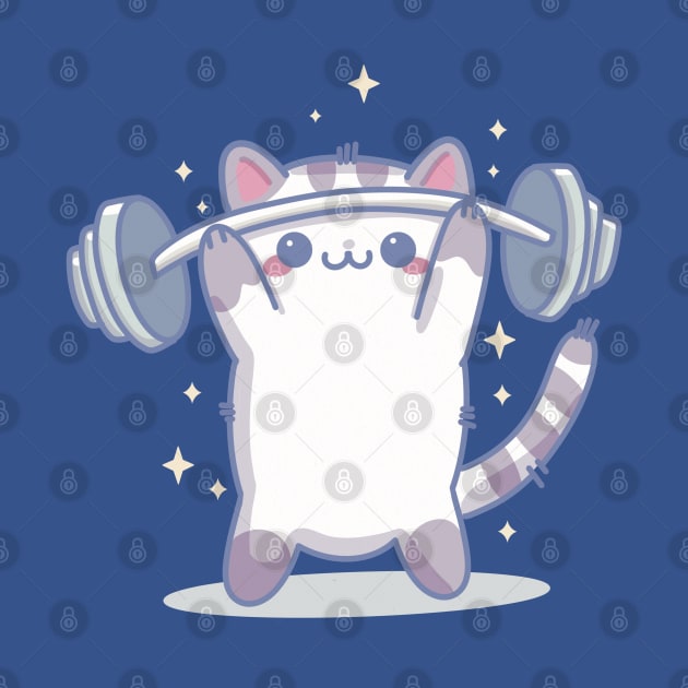 Kawaii Cat Weightlifting by Feline Emporium