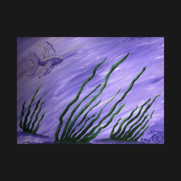 fish in purple and lavendar water with seagrass by DlmtleArt