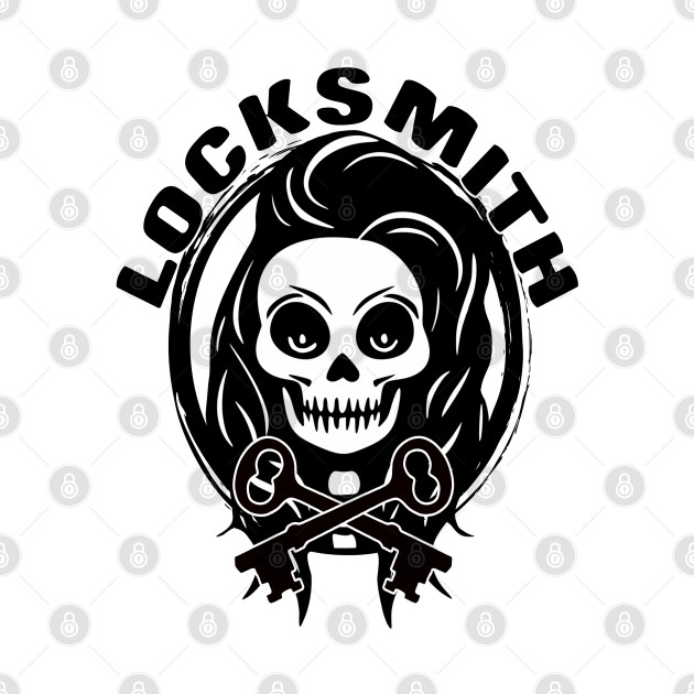 Locksmith Skull and Keys Black Logo by Nuletto