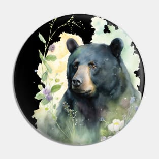 Portrait of an adorable and beautiful Bear watercolor Pin