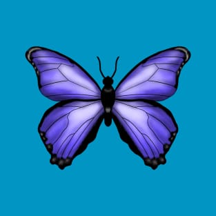 Blue Butterfly Drawing T-Shirt
