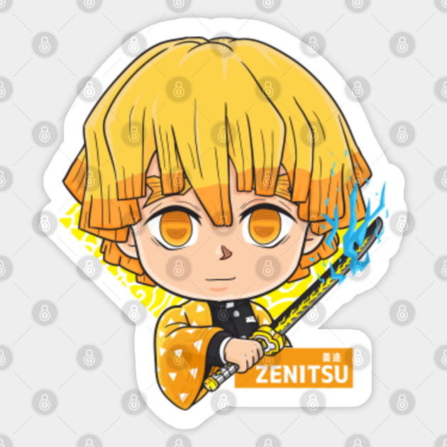 chibi zenitsu demon slayer kimetsu no yaiba sticker teepublic