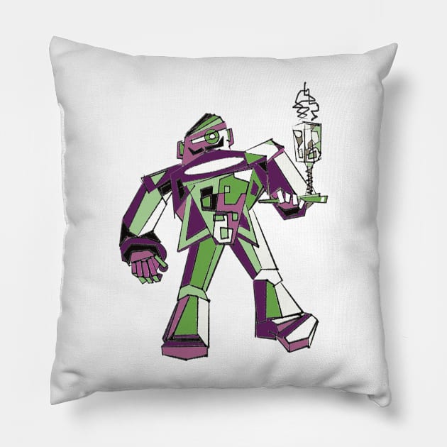 Green Robo Waiter Pillow by Nigh-designs
