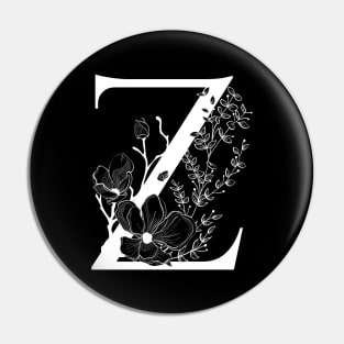 Letter Z Monogram - Floral Initial Pin