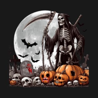 Skeleton on the cemetery HALLOWEEN T-Shirt