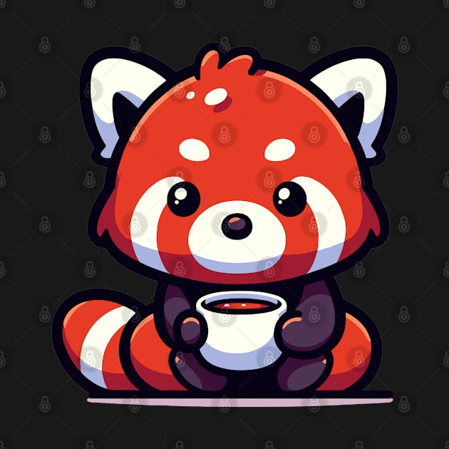 Tea Time Tranquility - Red Panda's Relaxing Refreshment by The Tee Bizarre