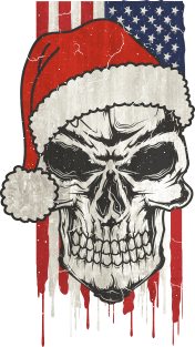 Santa Claus Skull - Stars And Stripes USA Flag Magnet