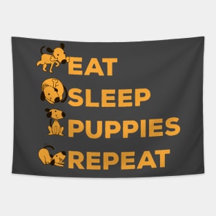 Eat Sleep Puppies Repeat | Funny with Puppies Tapestry