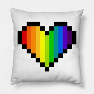 Pixel Art Rainbow Heart - LGBT Pride Pillow