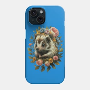 Hedgehog gift ideas, hedgehog kids tee, floral hedgehog toddler gift ideas, hedgehog tees hoodies sweaters Phone Case