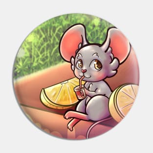 Mouse drinking pink lemonade Pin