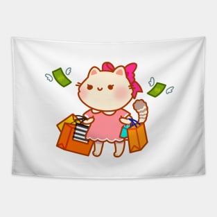 Retail Therapy Cat Shopping Tapestry