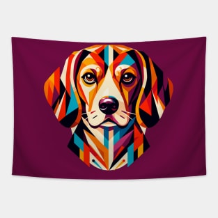 Colorful Geometric Beagle: Abstract Dog Art Tapestry