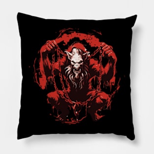 Krampus in Chains	- 1920's Style Christmas Illustration Pillow