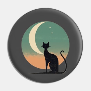 Modern Cat and the Moon Pin