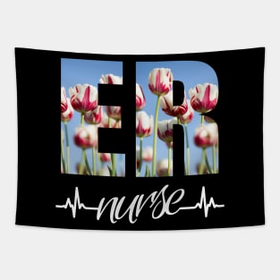 ER Nurse Heartbeat Flowers Tapestry