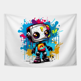 Cute cartoon Robot. Funny cyborg. Tapestry