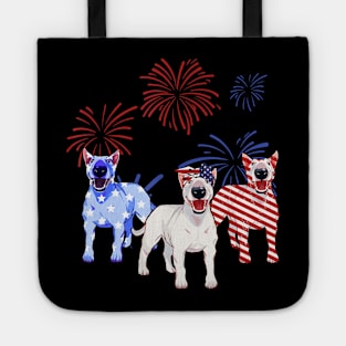 Red White Blue Bull Terrier American Flag 4th Of July Shirt Tote