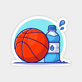 Basket Ball With Bottle Cartoon Vector Icon Illustration Magnet