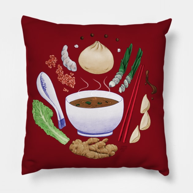 Dumpling Lover Pillow by SarahWrightArt