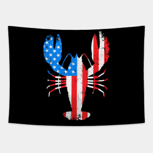 Mardi Gras Crawfish with US American Stars and stripes flag Tapestry