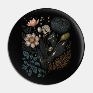 Dark Victorian Floral Art Pin
