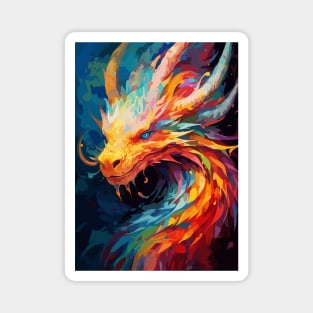 Fantasy Dragon Watercolor Painting Abstract Art Magnet