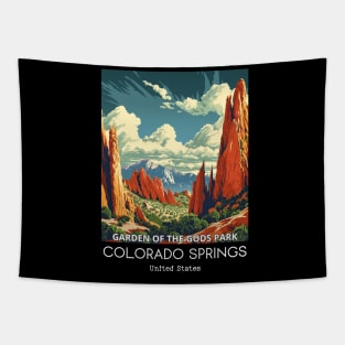 A Vintage Travel Illustration of the Garden of the Gods Park - Colorado - US Tapestry