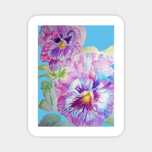 Purple Pansy Watercolor Painting Flowers Magnet
