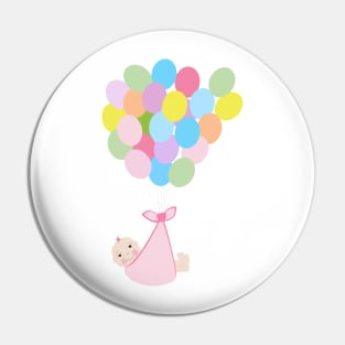 Baby with balloon and newborn baby Pin