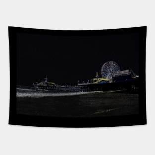 Black Neon Santa Monica Pier Tapestry