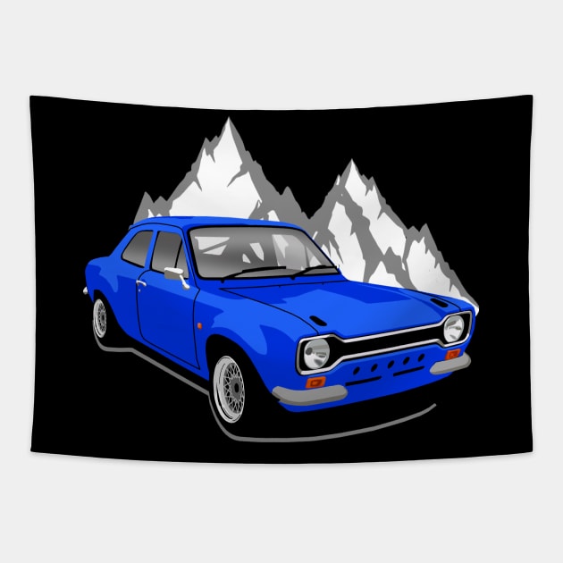 Blue Ford Escort rs 1600 Tapestry by Rebellion Store