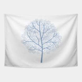 Winter tree covered with snowflakes Tapestry