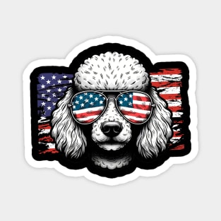 Poodle Patriotic Sunglasses American Flag 4th of July Magnet