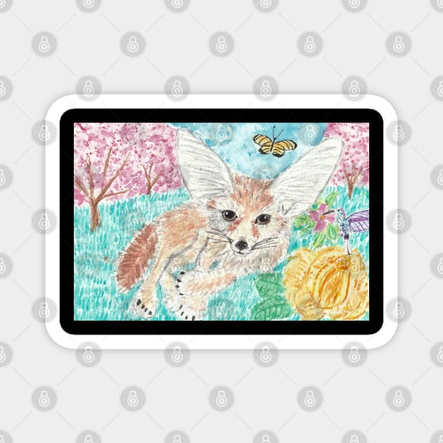 Fennec fox watercolor painting Magnet by SamsArtworks