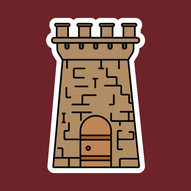 Stone Castle Tower Sticker vector illustration. Building Landmark object icon concept. Abstract castle sticker design logo with shadow. by AlviStudio