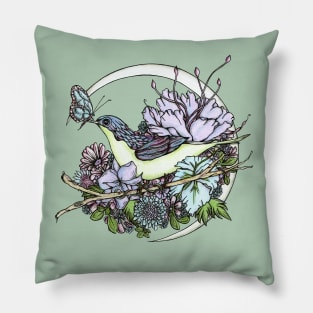 Bird and butterfly Moon Pillow